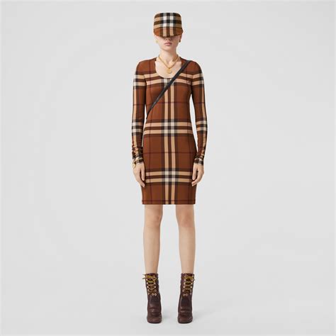 kleid burberry muster|Baumwollkleid in Check (helles Stone) .